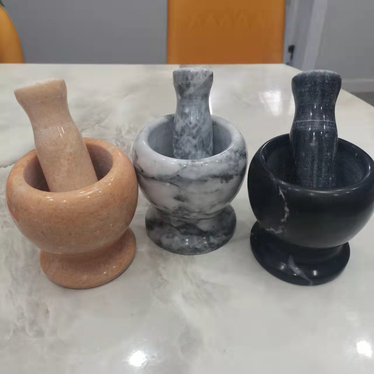 捣蒜器石臼新款蒜泥器手工研磨钵压蒜器石材手动捣碎罐家用石锤棒