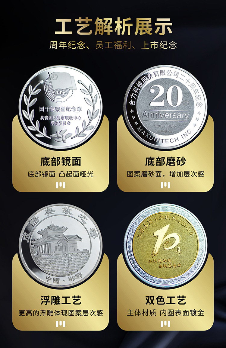 金银饰品收藏纪念章立体浮雕999纯银币 校庆周年庆礼品徽章纪念币