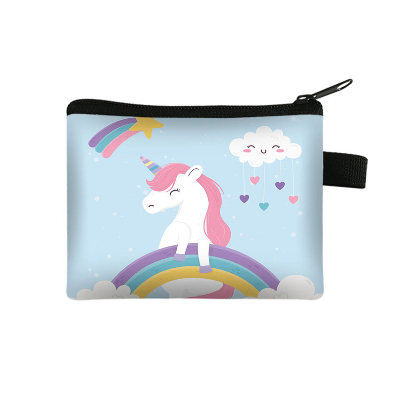 2022 New Unicorn Coin Purse Large Capacity Portable Card Holder Coin Key Storage Bag Polyester Small Square Bag