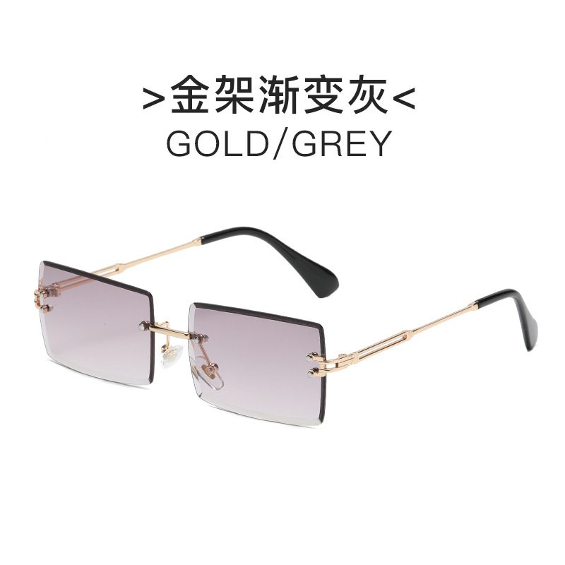 New Frameless Trimming Square Sunglasses Fashion Sunglasses Women's European and American Fashion Cross-Border Sun Glasses Factory Wholesale