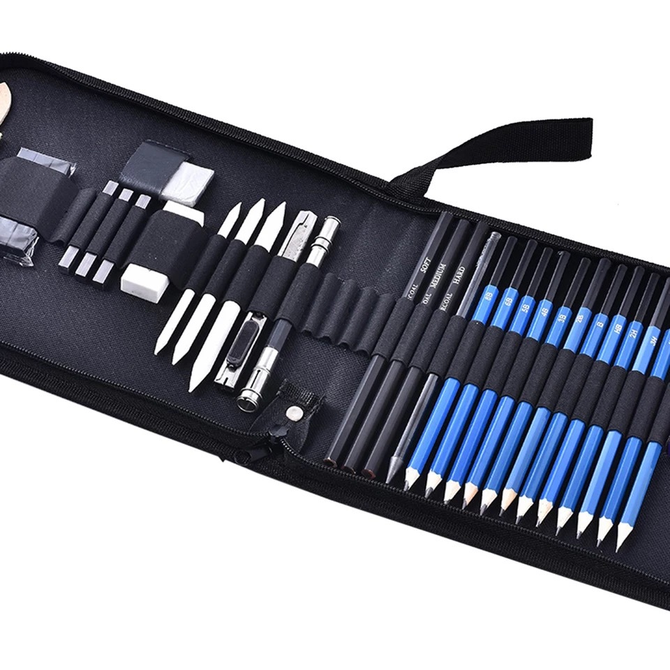 33件素描铅笔套装 32件素描铅笔折叠工具包 素描铅笔学生绘画用品