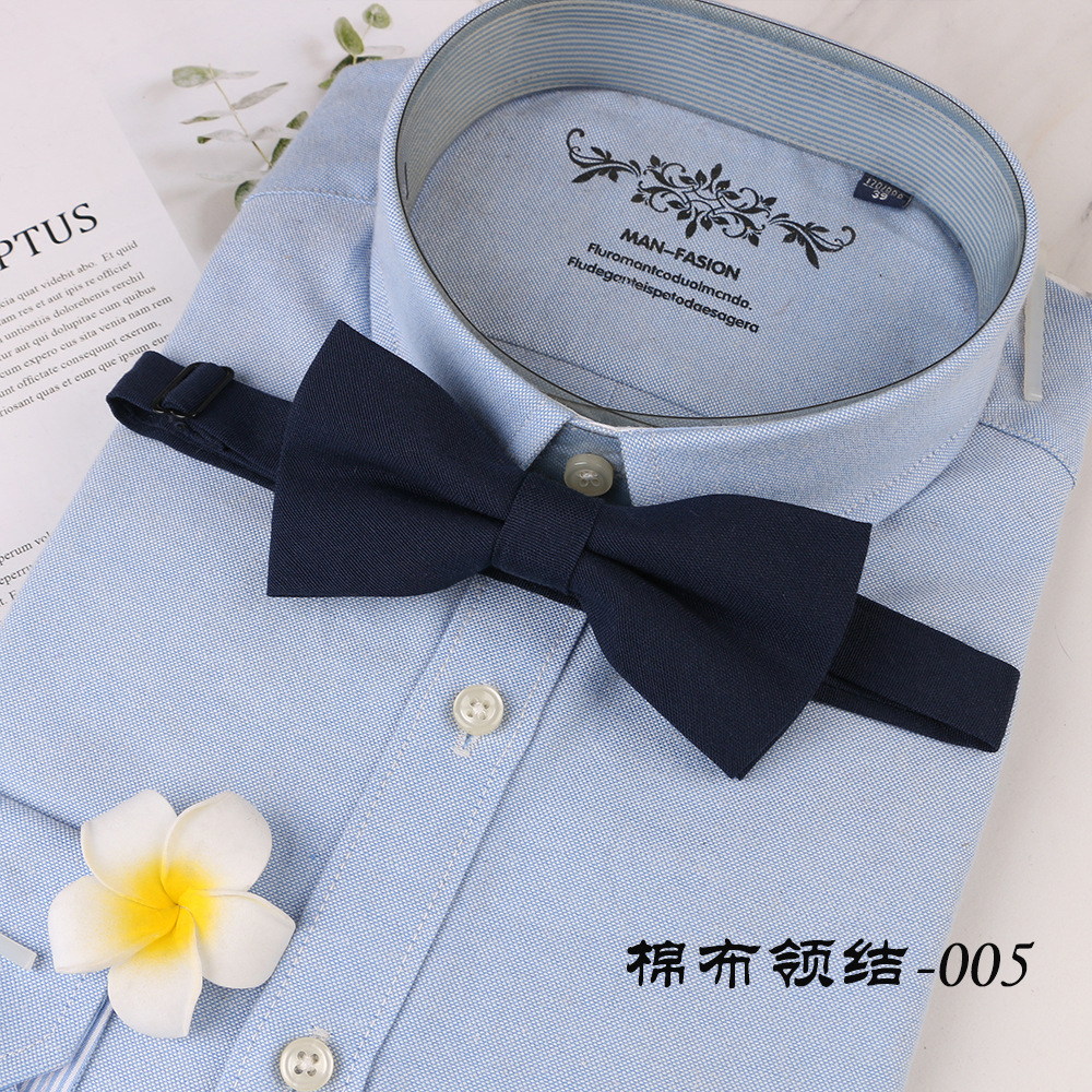 Men's Fashion Business Trends Solid Color Striped Cotton Tie Bow Wedding Groom Best Man Korean Style British Wholesale