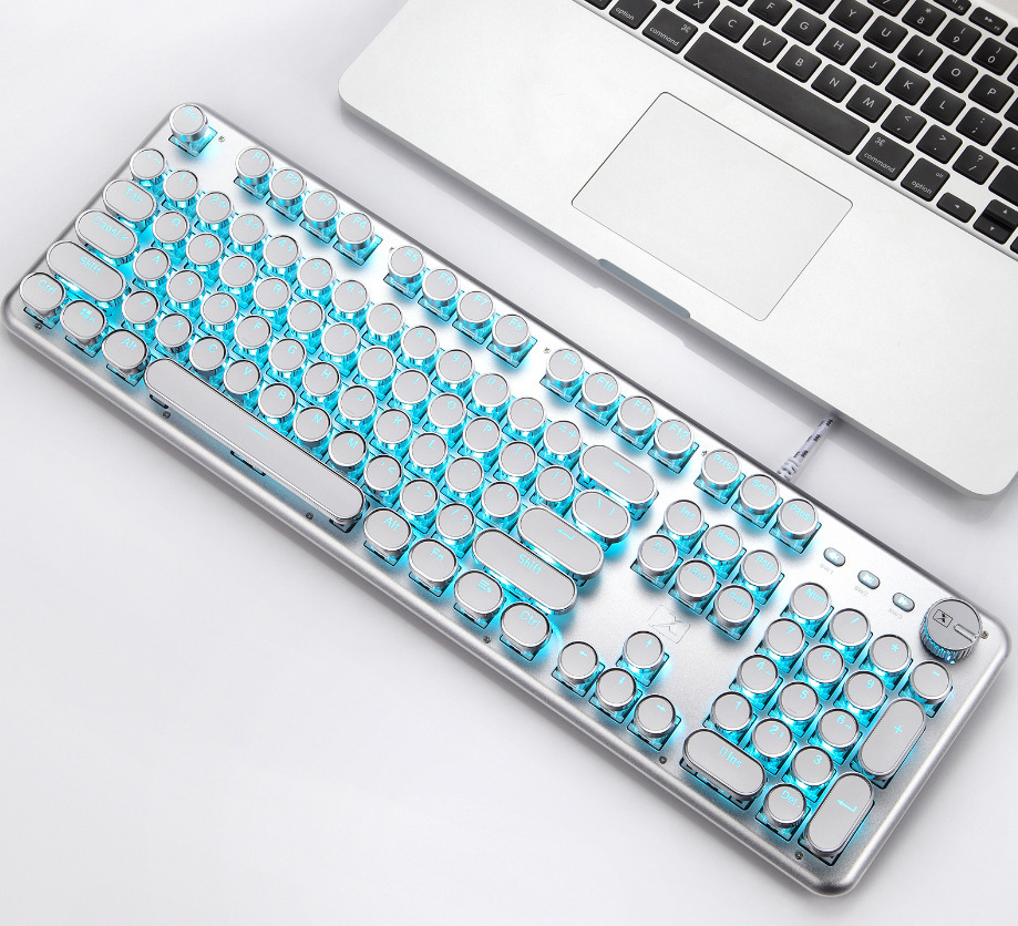 跨境新盟x9白色蓝色双拼机械键盘全键无冲多功能高特轴机械键盘亚