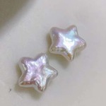 10-11mm天然珍珠耳饰淡水珍珠星星18k金韩系高级气质时尚网红耳钉