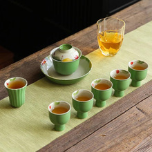 手绘陶瓷功夫茶具套装潮汕家用盖碗茶杯公道杯小清新送礼泡茶器
