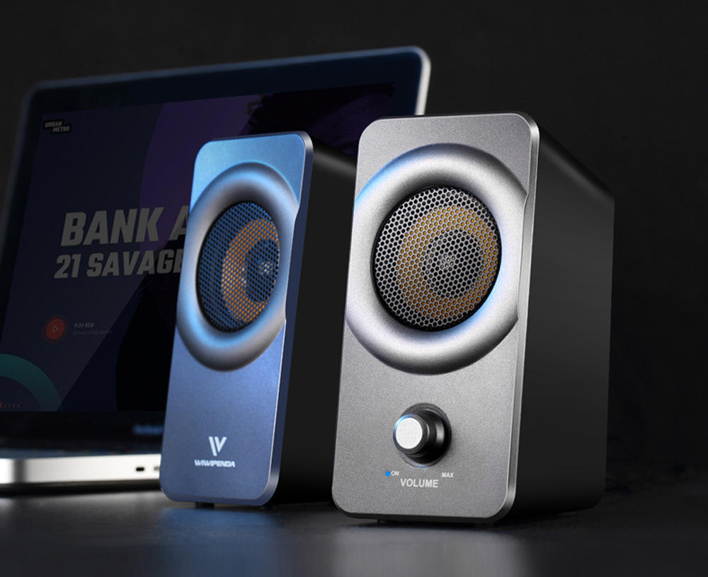 rohs台式电脑音响 多媒体双振膜音箱 多媒体旋钮对箱