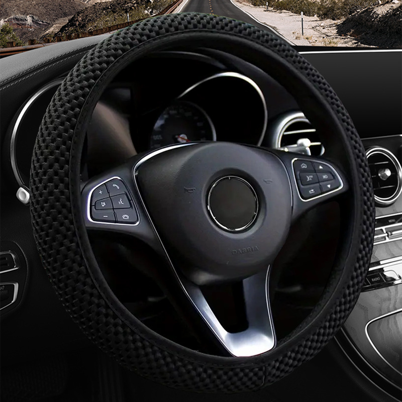 Car Steering Wheel Cover without Inner Ring Sandwich Mesh Elastic Universal Grip Cover Cross-Border