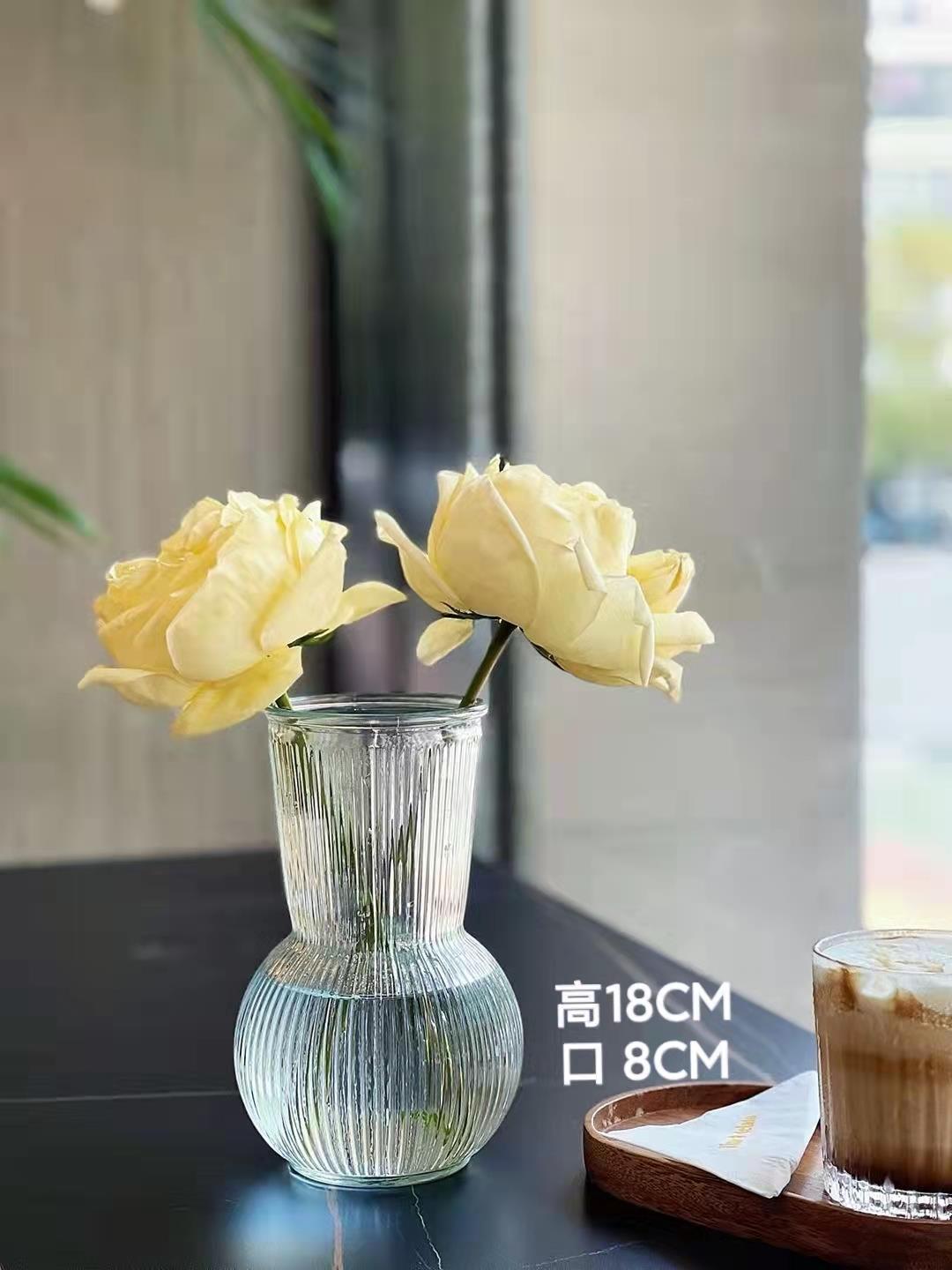 Creative Simple Transparent Large Mouth Glass Vase Ins Style Fresh Flowers Lily Rose Living Room Home Ornaments