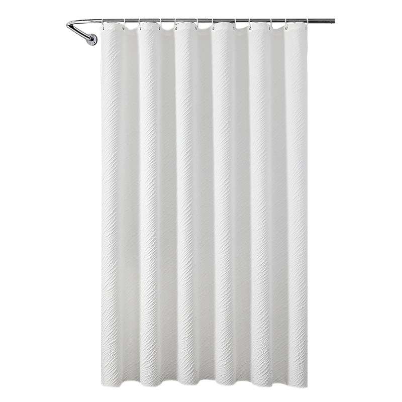 Factory Wholesale Composite Foaming Polyester Waterproof and Mildew-Proof Shower Curtain Bathroom Punch-Free Partition Shower Curtain Set