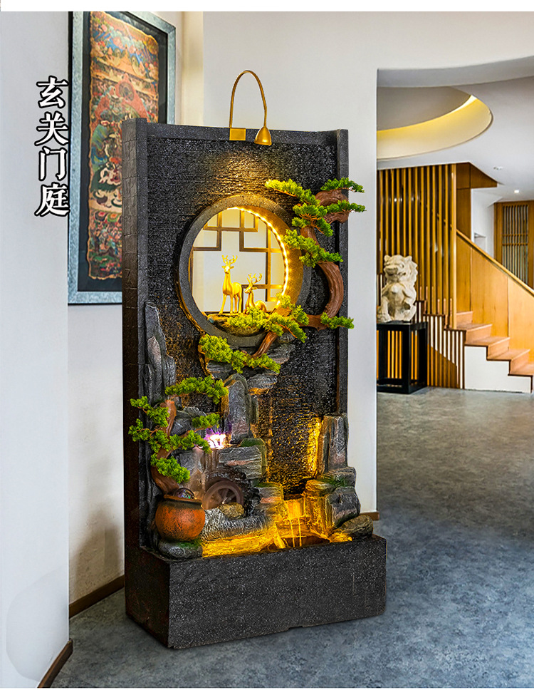 新款落地假山创意隔断屏风流水鱼池居家庭院酒店大堂造景装饰摆件