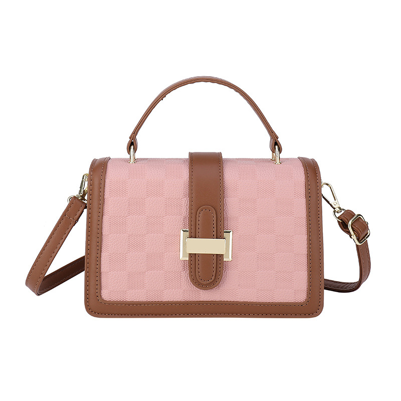 2022 Rhombic Korean Style Shoulder Bag Pu Small Square Bag Sewing Line Internet-Famous and Vintage Textured Women's Bag Bag Wholesale Messenger Bag