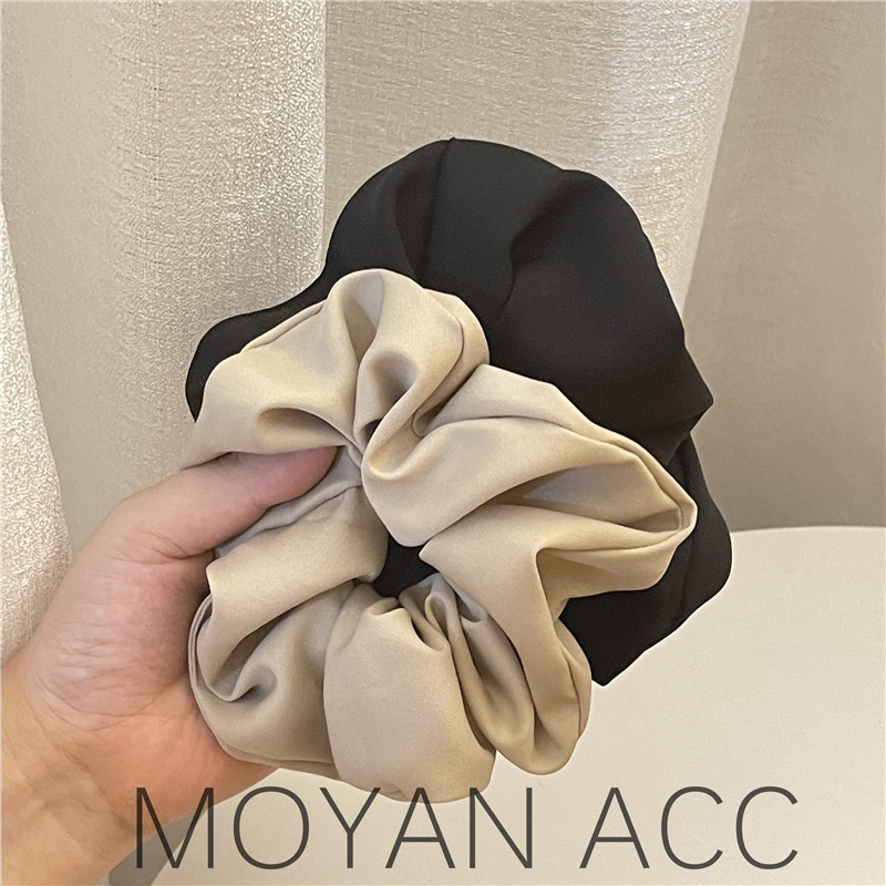 High-Grade ~ Korean Style Solid Color Large Intestine Hair Band Retro Temperament Suit Fabric Pleated Hair Rope Bun Hairtie