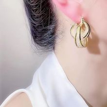 卡铂雅时尚金色环环相扣耳环女高级轻奢耳钉耳扣精致减龄耳饰品