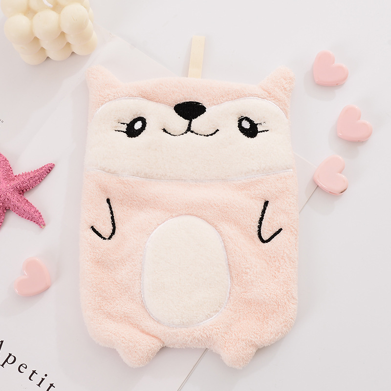 New Coral Velvet Cute Cartoon Bear Hand Towel Soft Absorbent Bathroom Towels Hand Towel