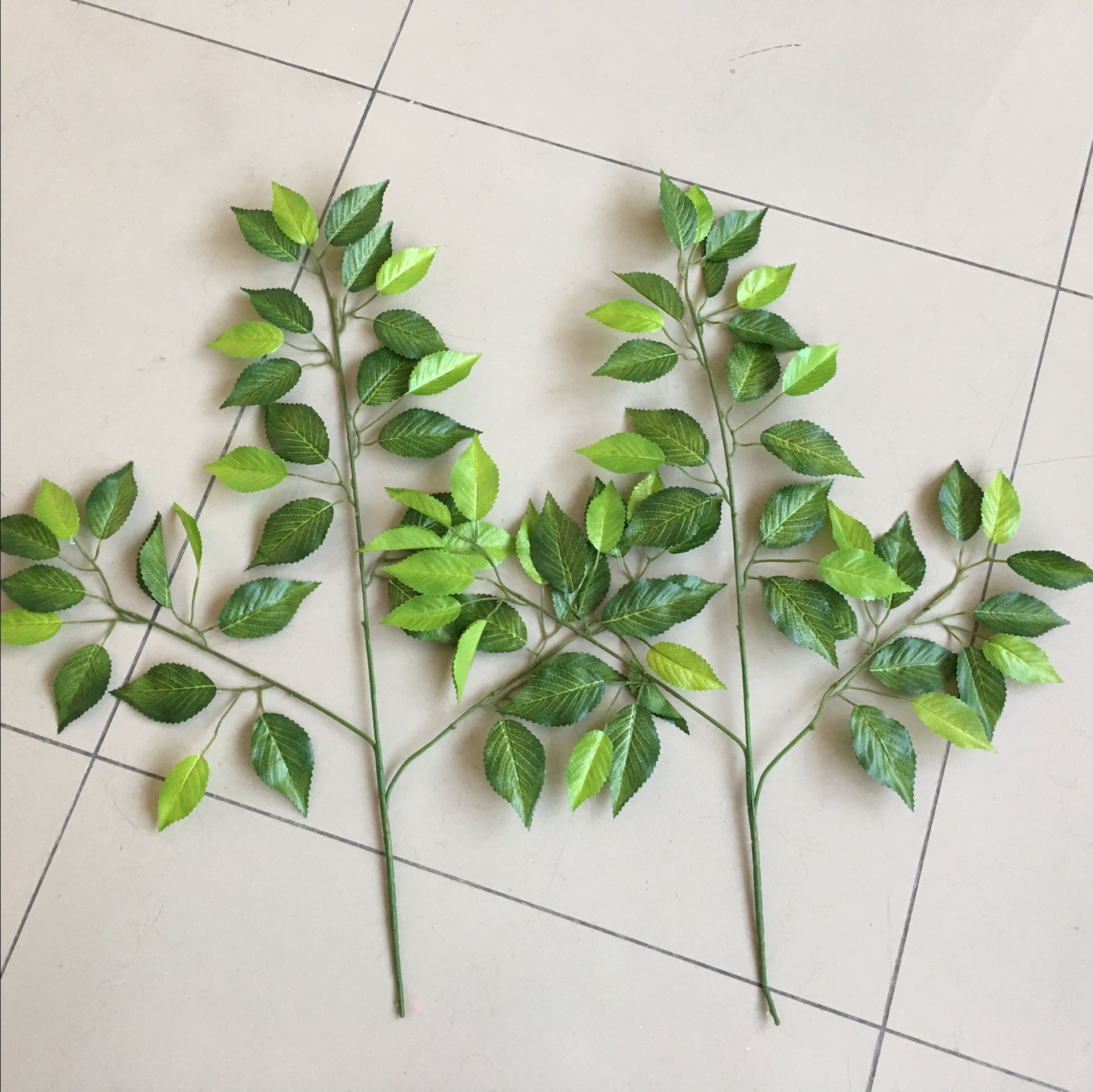 仿真樱桃叶假树制作樱桃叶树叶荔枝叶田园绢花装饰假叶子工程