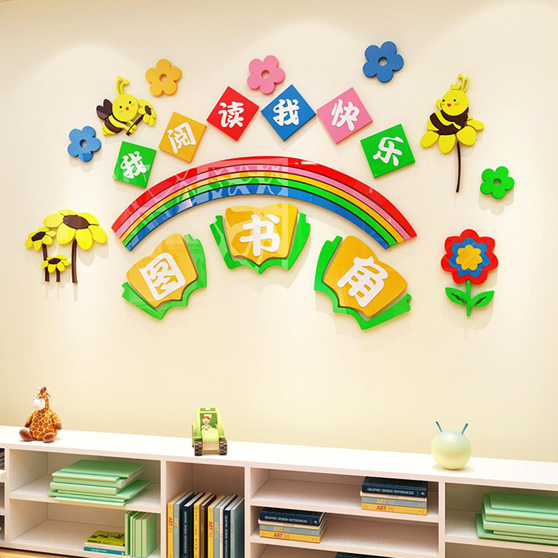 幼儿园墙面贴装饰绘本馆创意班级文化阅览读区图书角教室布置小学
