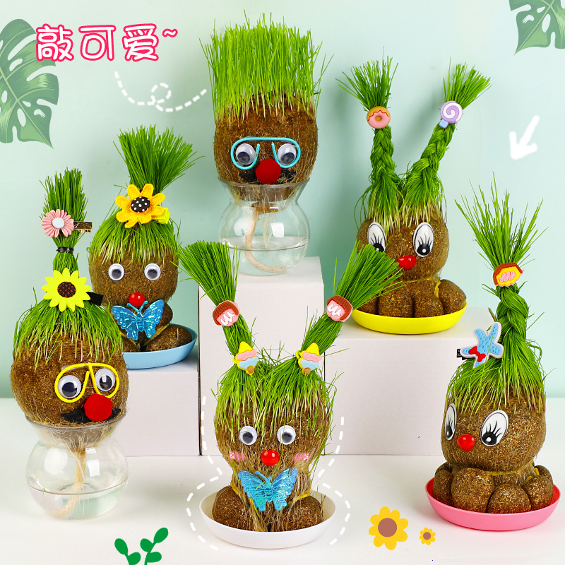 Big Eye Toothed Burclover Doll Creative Small Green Plant Indoor Potted Plant Kindergarten Children Hand Planting Small Gift