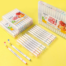 百通988双头马克笔勾线 用36色双头12色彩色绘画笔可水洗 水彩笔