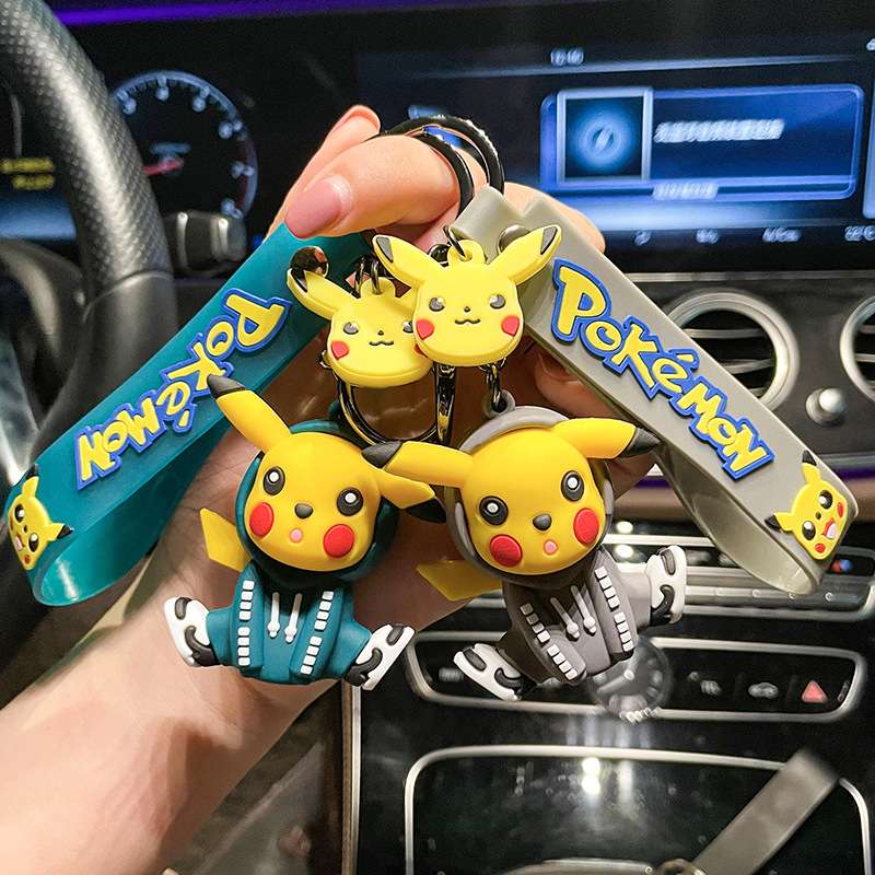 Cartoon Pikachu Keychain Pendant Cute Doll Creative Gift Couple Bag Ornaments Car Key Wholesale