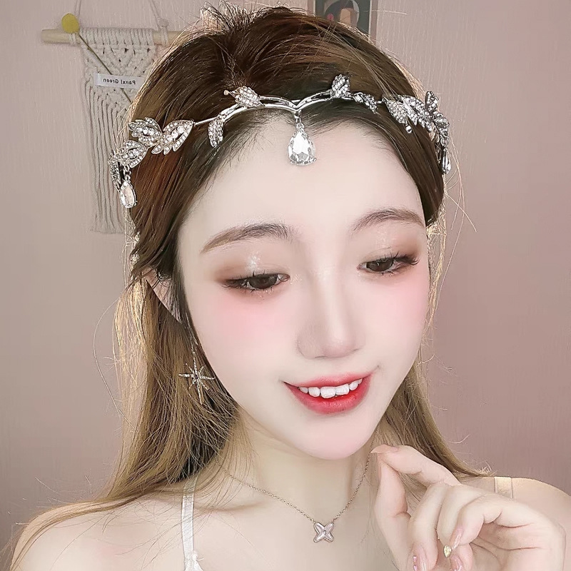 异域风情头饰女水晶眉心坠额饰仙气发箍汉服古风花环发饰新娘发卡