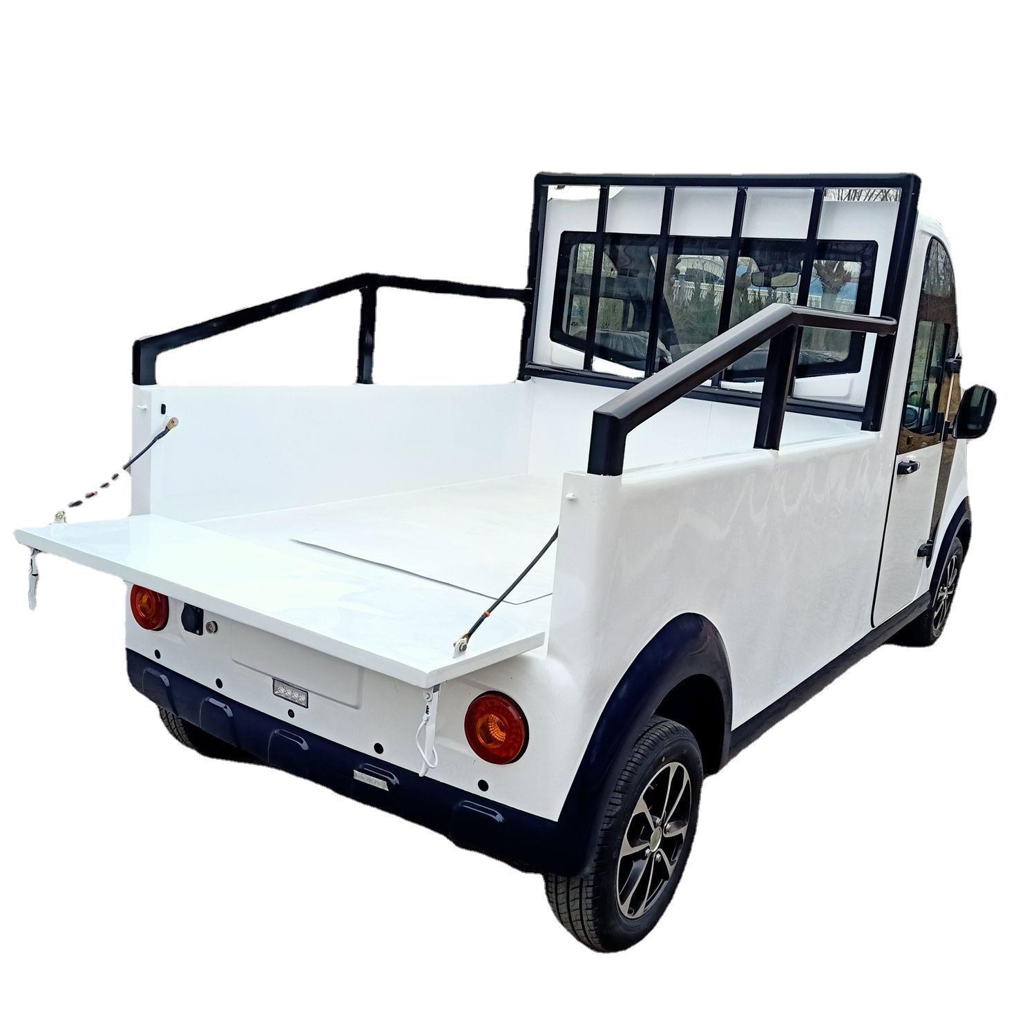 双排座带门货车货斗带顶棚电瓶运输车微型厂区拉货车四轮皮卡车