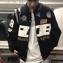 机车棒球服男潮牌大码hiphop高街工装赛车服棉服外套春季 热卖