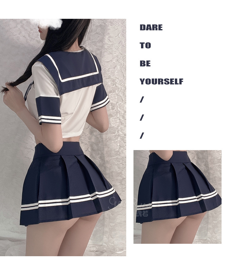 瑰若秋冬情趣内衣性感露腰诱惑超短百褶裙学生装小胸制服套装522