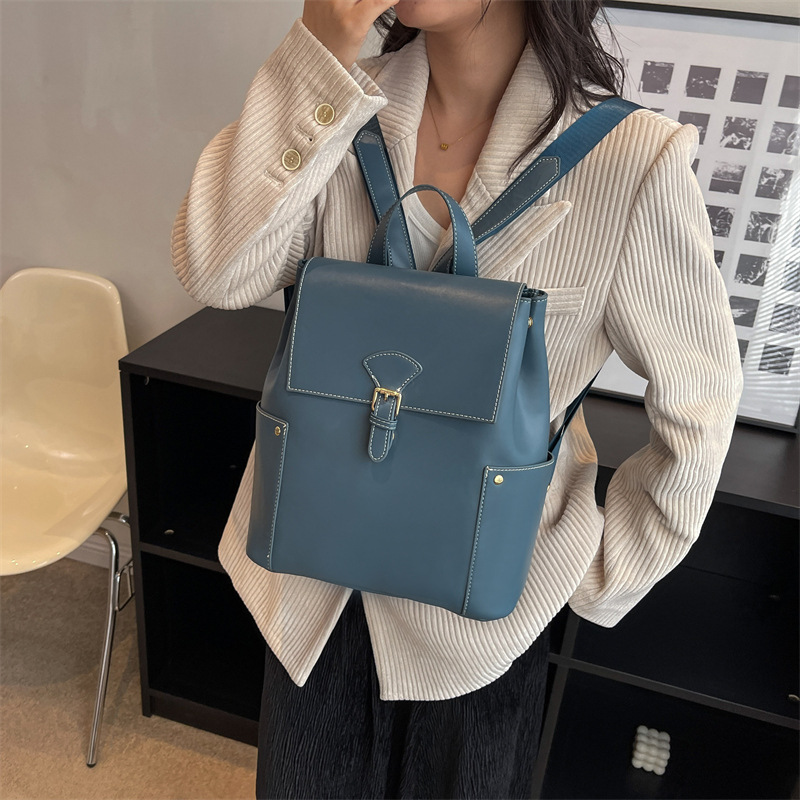 New Fashion Trendy PU Leather Backpack Casual Retro Backpack Shaping Student Schoolbag Women's Backpack Cross-Border