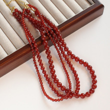 新中式项链红玛瑙复古简约高级感锁骨链优雅气质时尚国风串珠项链