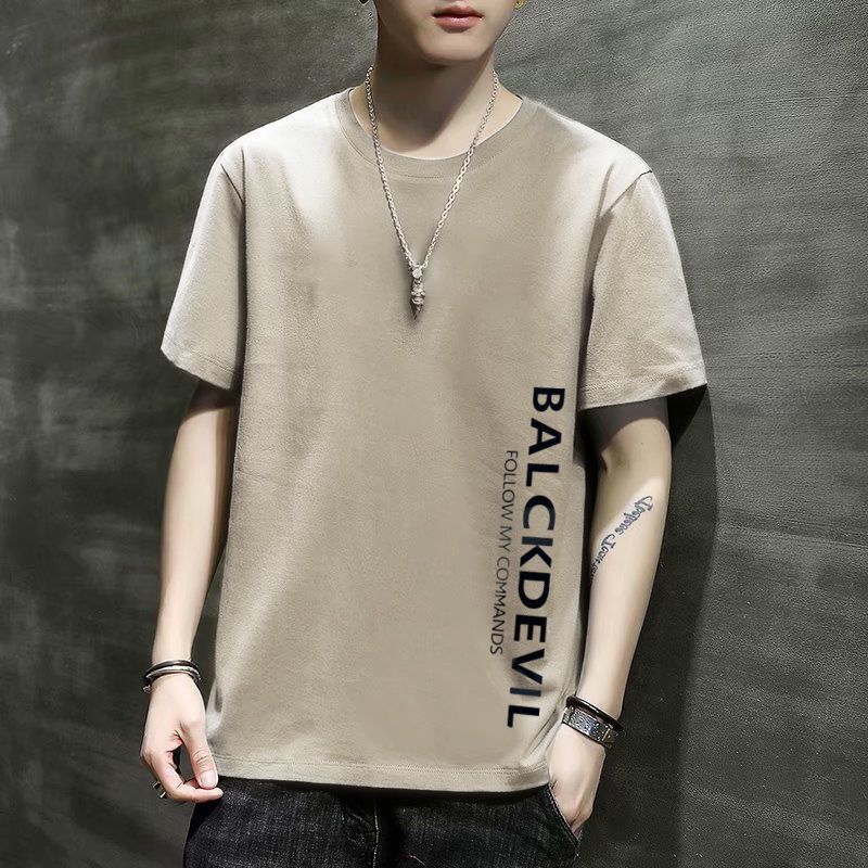 Short-Sleeved Men's T-shirt Summer Half Sleeve Menswear T-shirt Clothes Fashion Brand Korean Style Trendy Student Undershirt Trendy T-shirt