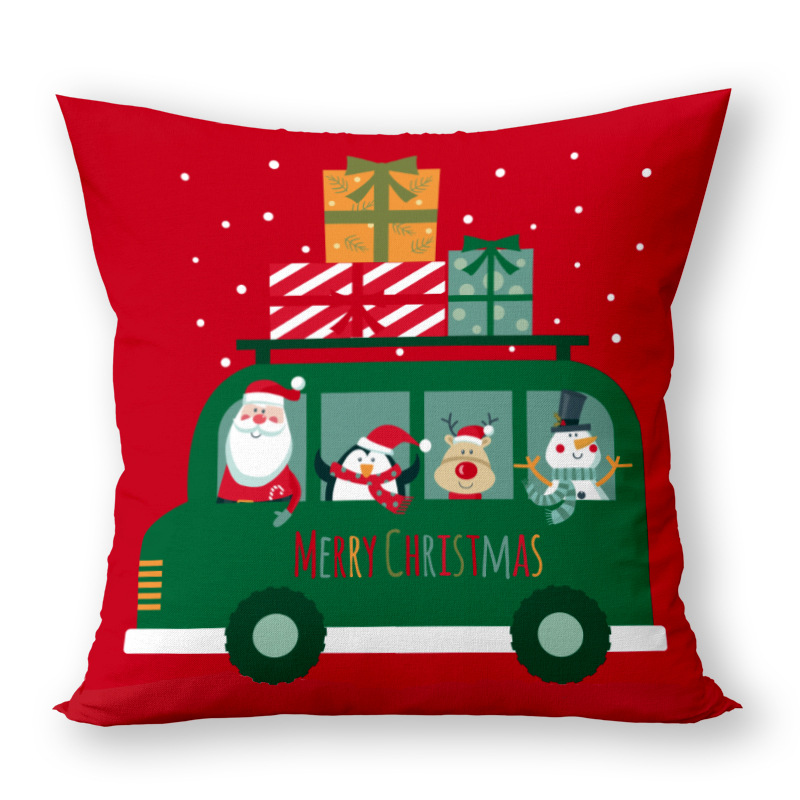 [Clothes] Snowman and Elk Christmas New Year Pillow Double-Sided Pattern Christmas Removable and Washable Cute Cushion