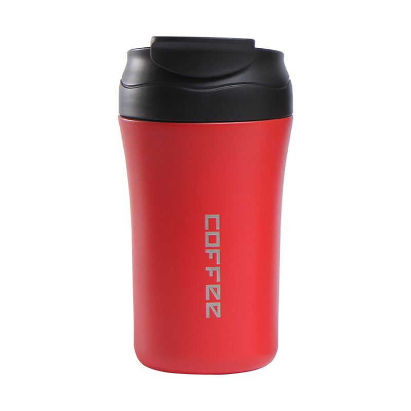 New Stainless Steel Coffee Cup Simple One Cover Dual-Use Cup with Straw Handheld Double Deck Vacuum Thermos Cup Sports Water Cup