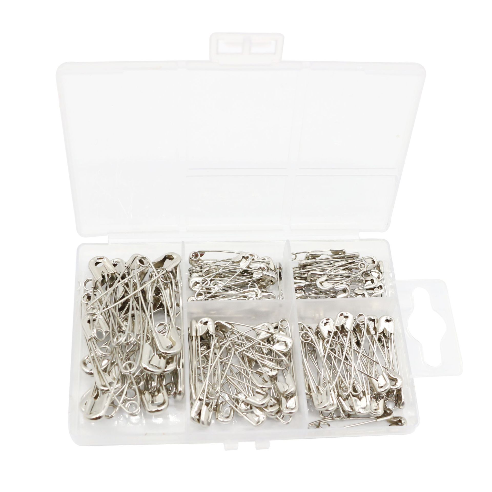 150 Pieces Safety Pins Suit Five Boxed Nickel-Plated Metal Pins Household More Sizes Fixed Small Button