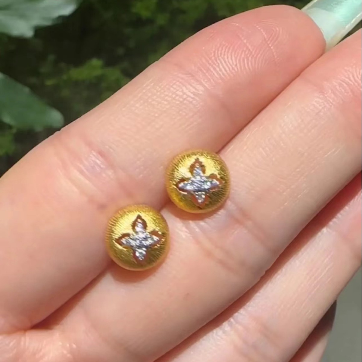 意大利中古拉丝轻奢高级感珠宝925纯银拉丝工艺锻面耳钉女新款