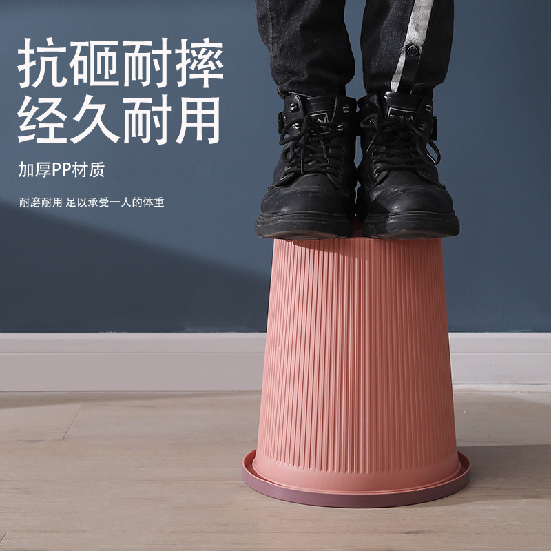 Huisi Household Trash Can Living Room and Dormitory Simple Large Wastebasket Kitchen and Bedroom Bathroom Clamping Ring Trash Can