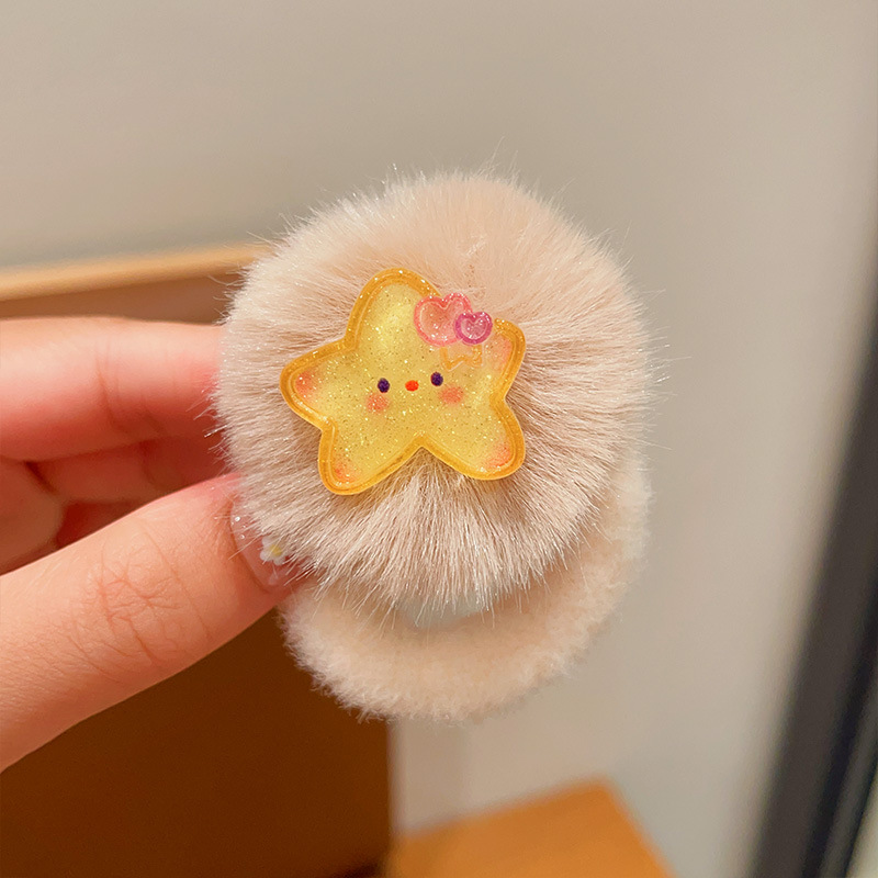 Children's Plush Hair Ring Girls' Colorful Fur Ball Cartoon High Elasticity Hair Friendly String Cute Bear Rabbit Hair Rope