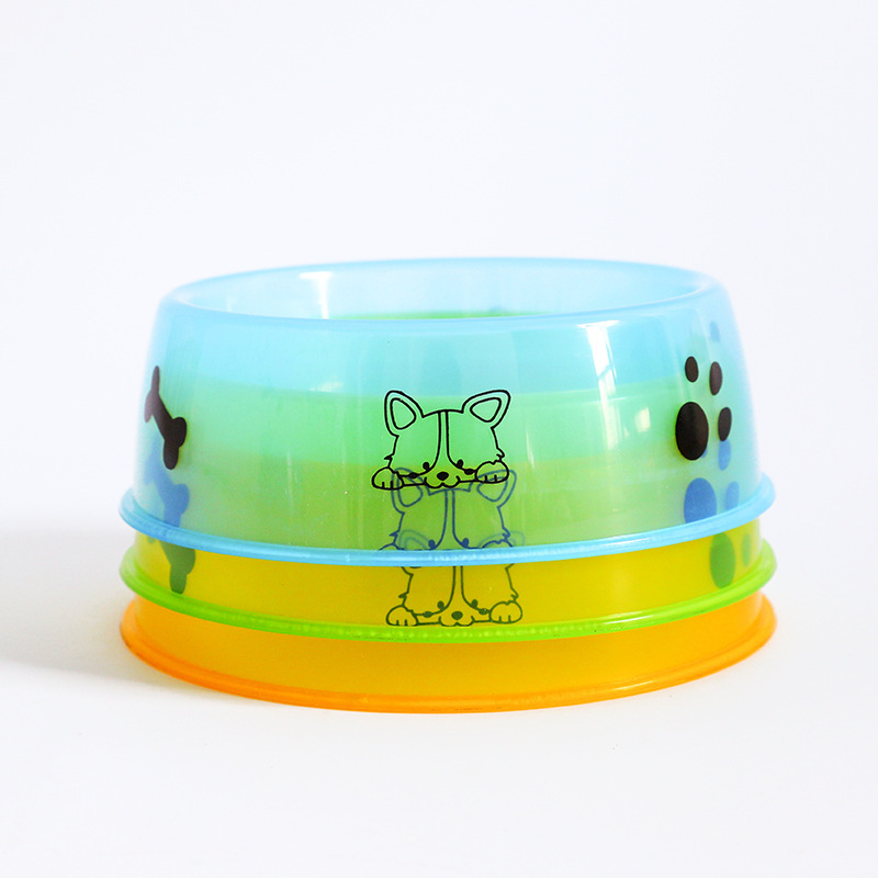 Pet Supplies Polypropylene Pp Dog Bowl Dog Cat Food Basin Candy Color Transparent Single Bowl Cheap and Affordable 17.5cm