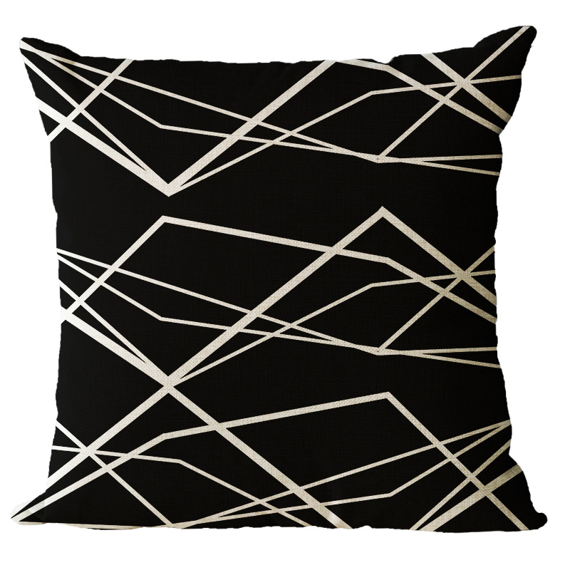 Creative Linen Abstract Black and White Printing Home Sofa Supplies Pillow Cover Living Room and Bedside Thickened Throw Pillowcase Wholesale