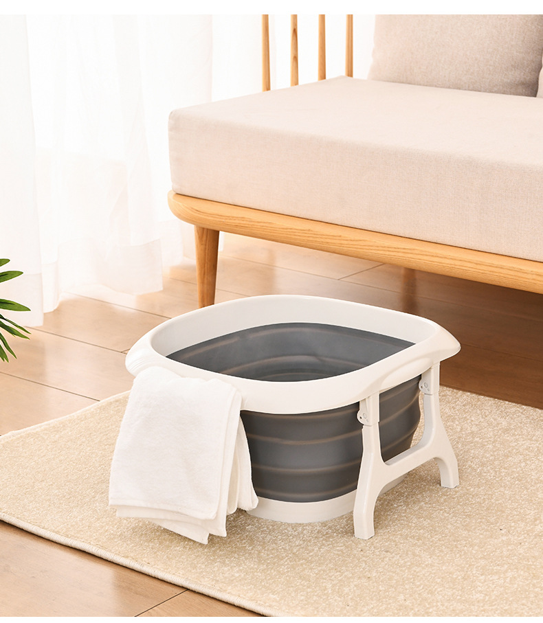 日本sp sauce家用折叠泡脚桶按摩足浴盆足浴桶旅行可悬挂洗脚盆