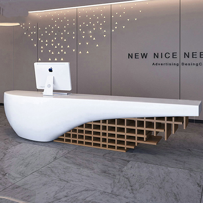 创意异形玻璃钢前台简约现代公司大堂接待台售楼部服务台吧台直销