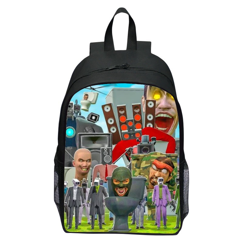 New Pattern Print Toilet Skibidi Toilet Backpack Cartoon Lightweight Backpacks 16-Inch Schoolbag for Elementary School Students