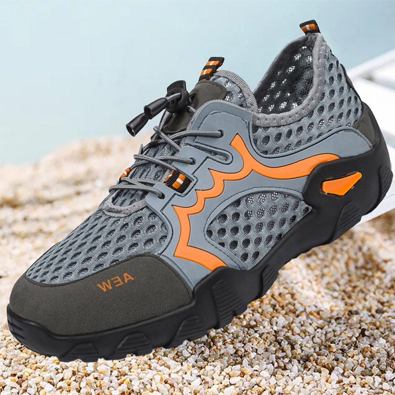 Men's Shoes Mesh Shoes Summer New Breathable Hollow out Upstream Shoes Outdoor Sport Climbing Fishing plus Size Non-Slip Mesh