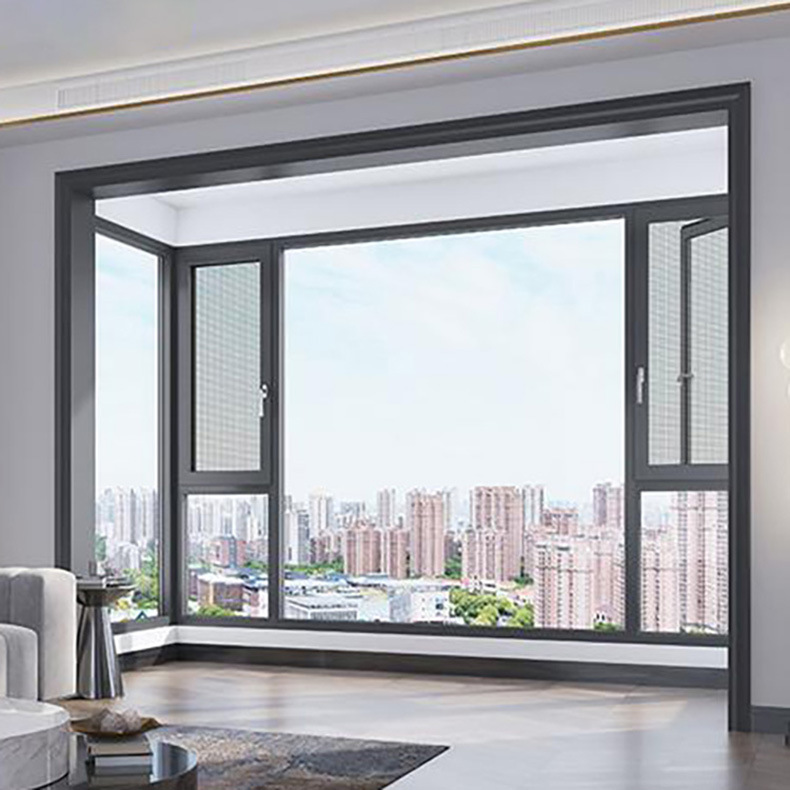 65断桥平开窗 中空钢化玻璃隔音 卧室客厅落地封阳台铝合金门窗