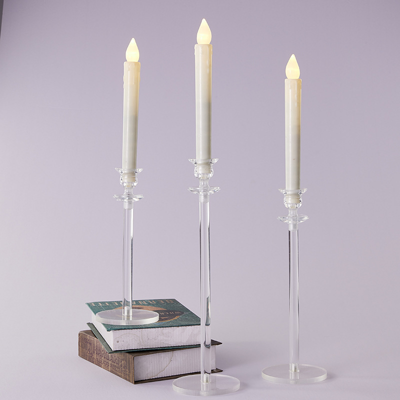 European Style Dining Table Glass Candlestick Decoration Creative Transparent Wedding Props Wedding Romantic Candlelight Home Decoration