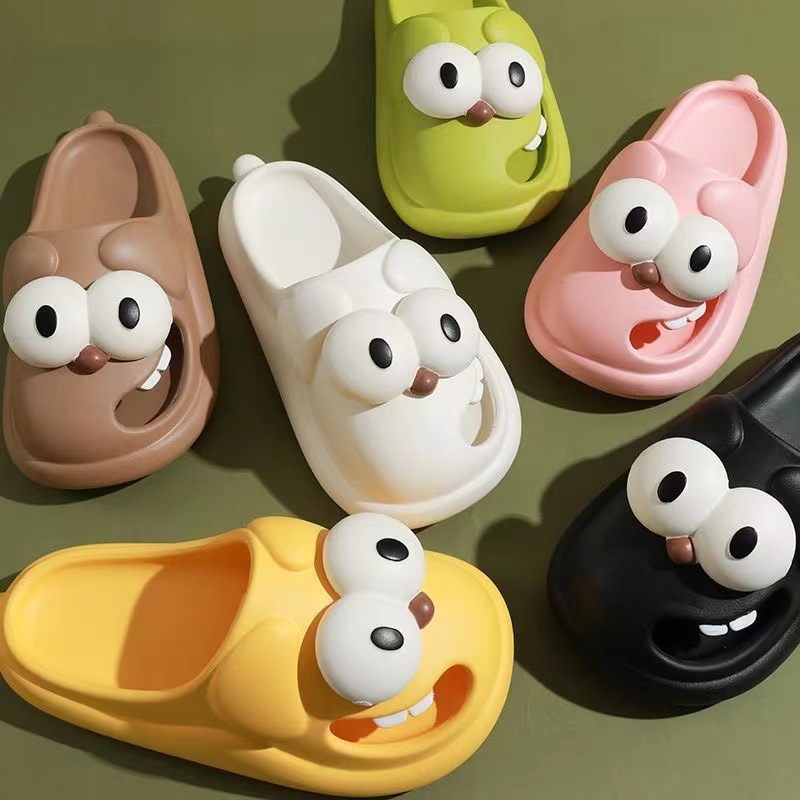 Big Eye Dog Slippers for Women Summer Outdoor Wear Cute Cartoon Closed Toe Home Indoor Non-Slip Hole Shoes Sandals for Women Summer