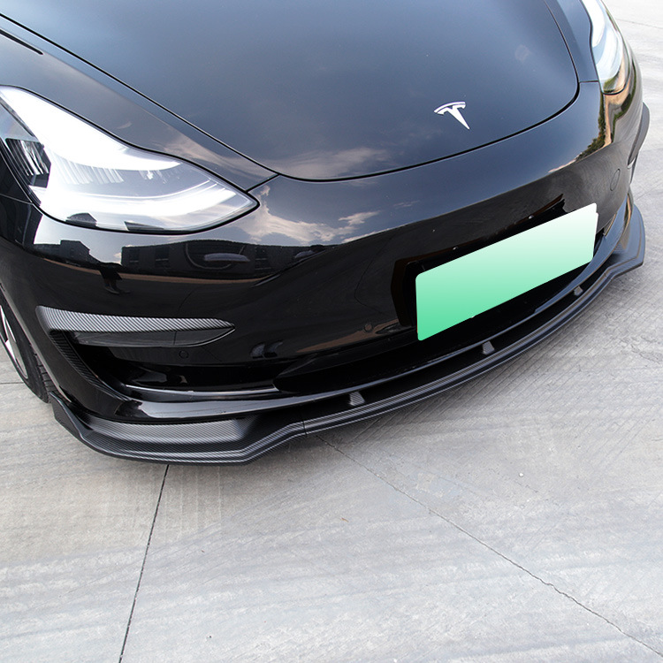 适用特斯拉tesla model3碳纤纹前铲改装model3前唇小包围装饰配件