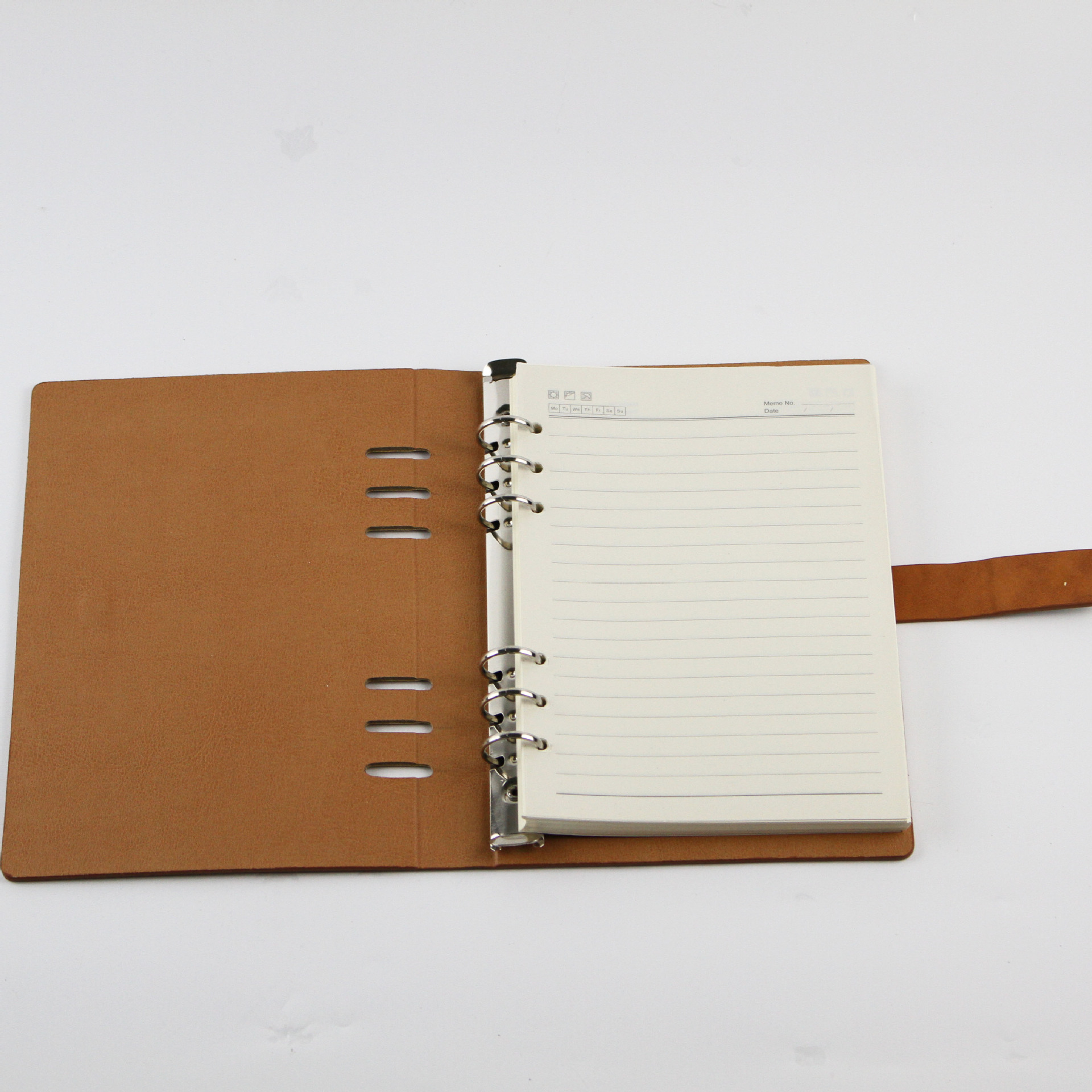 现货新款a5三折活页笔记本商务办公皮面记事本日记本记录本子定制-阿