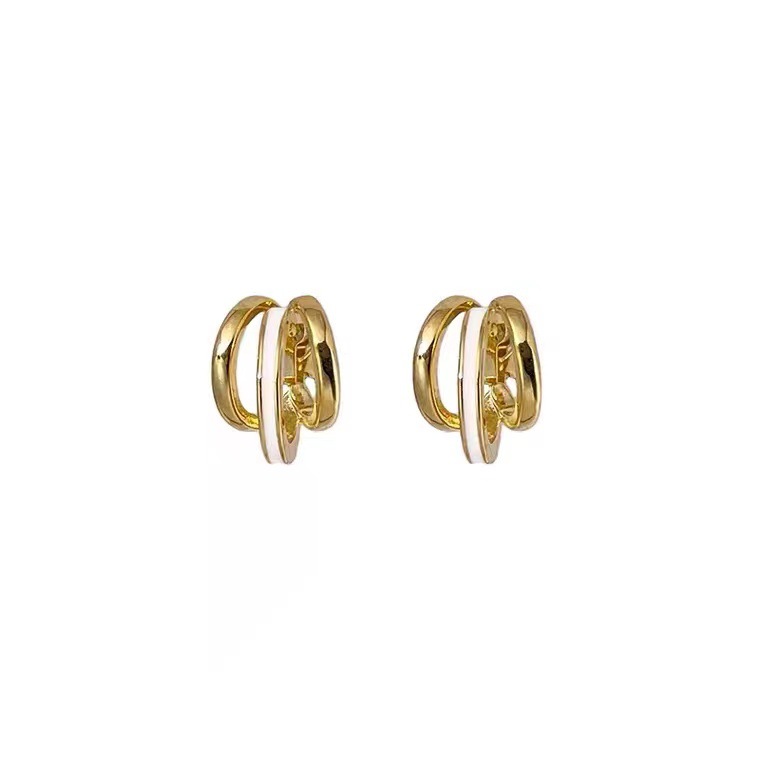 Curved Earring Ear Clip Metallic Korean Style New Affordable Luxury Fashion Niche Temperament All-Match Cold Circle