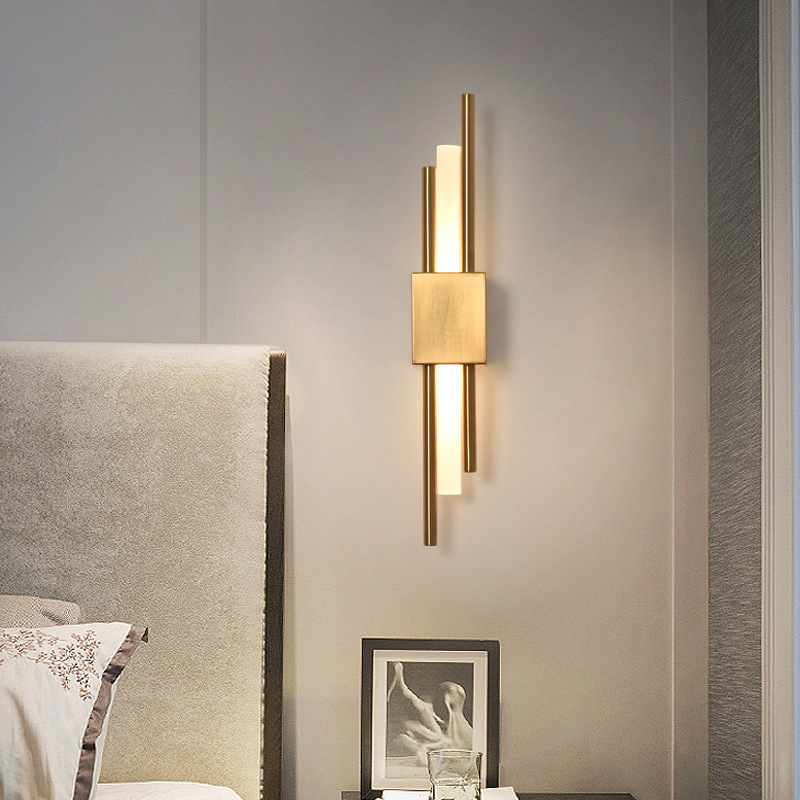 Post-Modern Simple Wall Lamp Golden Bedroom Bedside Lamp Living Room Wall Lamp Line Light Designer Light Luxury Creative Wall Lamp