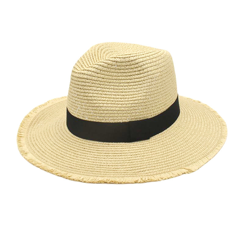 Square Buckle Sun Hat Summer Foldable Big Brim Lafite Panama Hat Outdoor Breathable Sun Protection Hat Wholesale